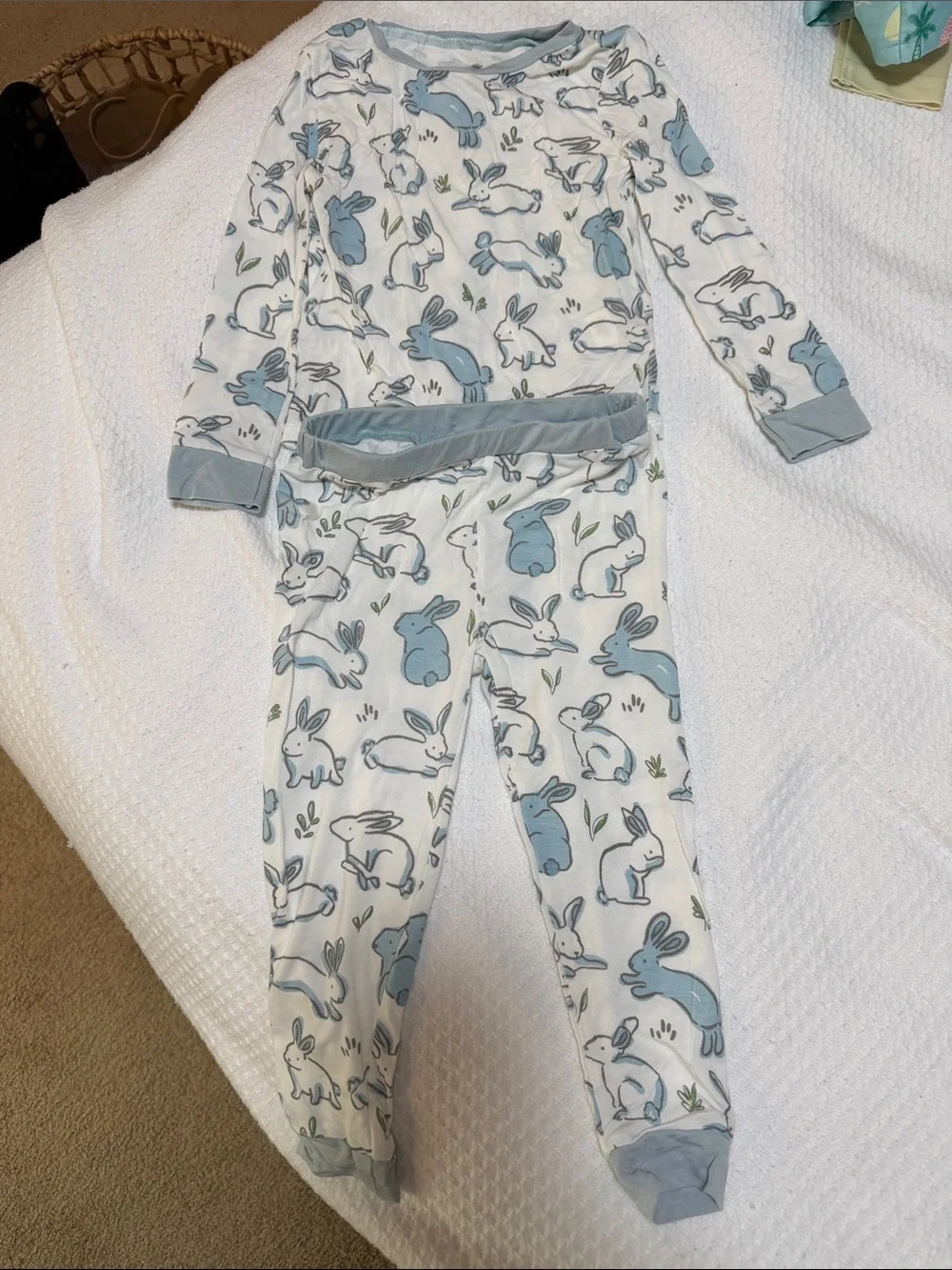 Mud Pie Blue and White Bunny Pajama Set